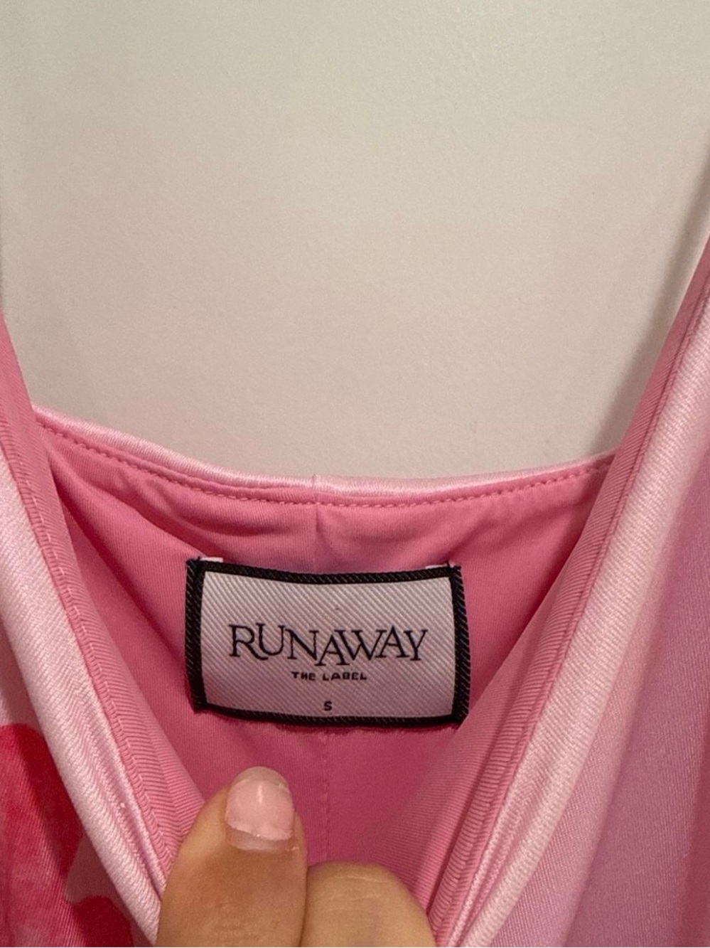 Runaway The Label Pink Satin Slip Dress with Floral Accents - Picture 2 of 2